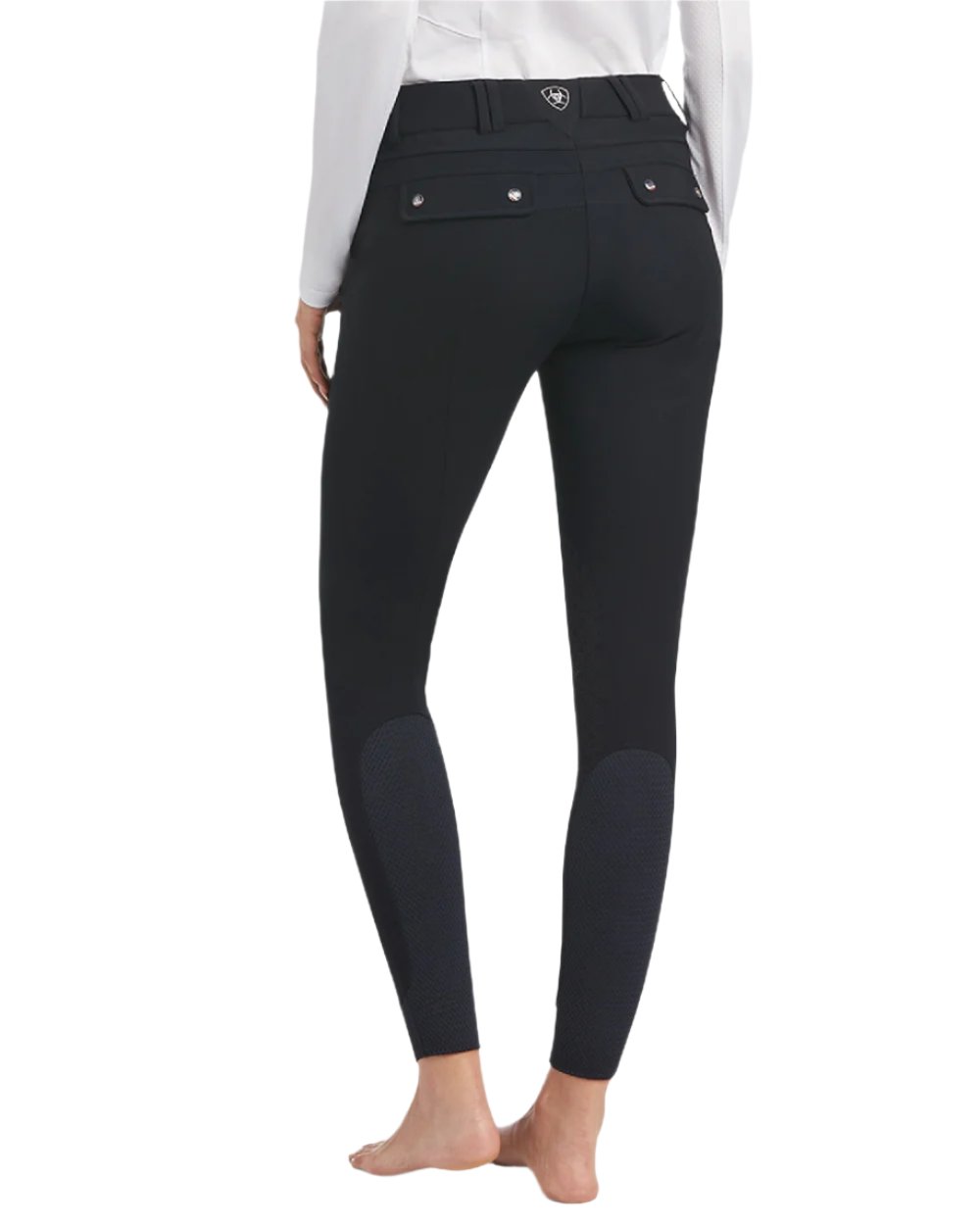 Black coloured Ariat Womens Halo Denim Full Seat Breech on white background