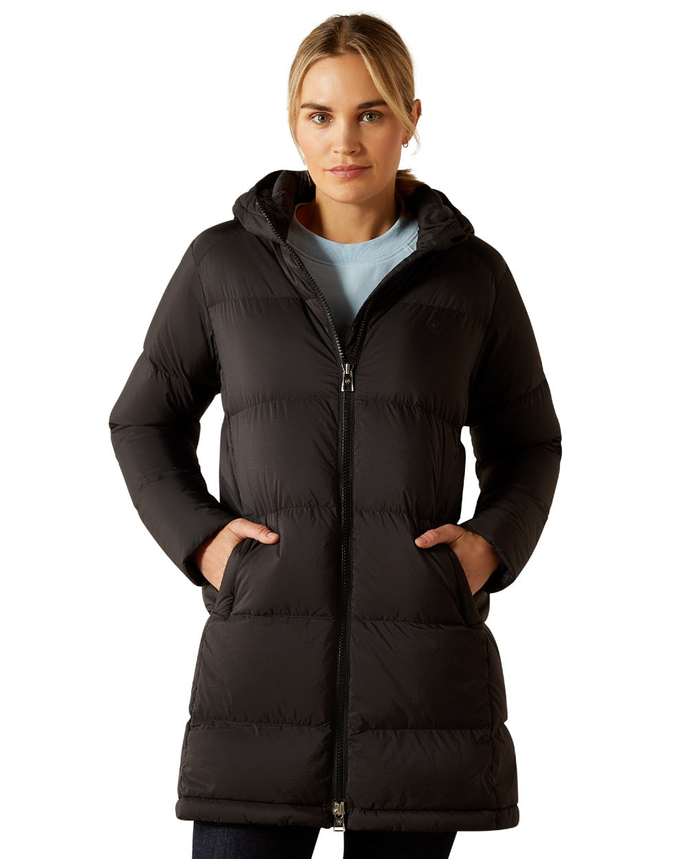 Black Coloured Ariat Womens UltraPuff Down Coat on white background