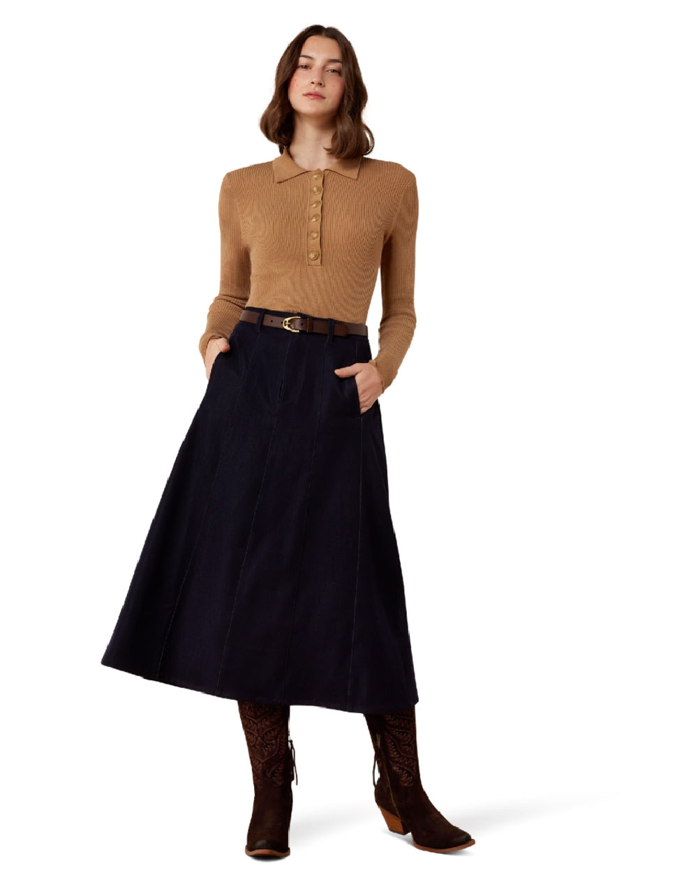Tigers Eye coloured Ariat Womens Winsthorpe Sweater White background