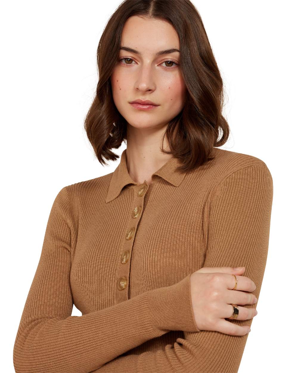 Tigers Eye coloured Ariat Womens Winsthorpe Sweater White background