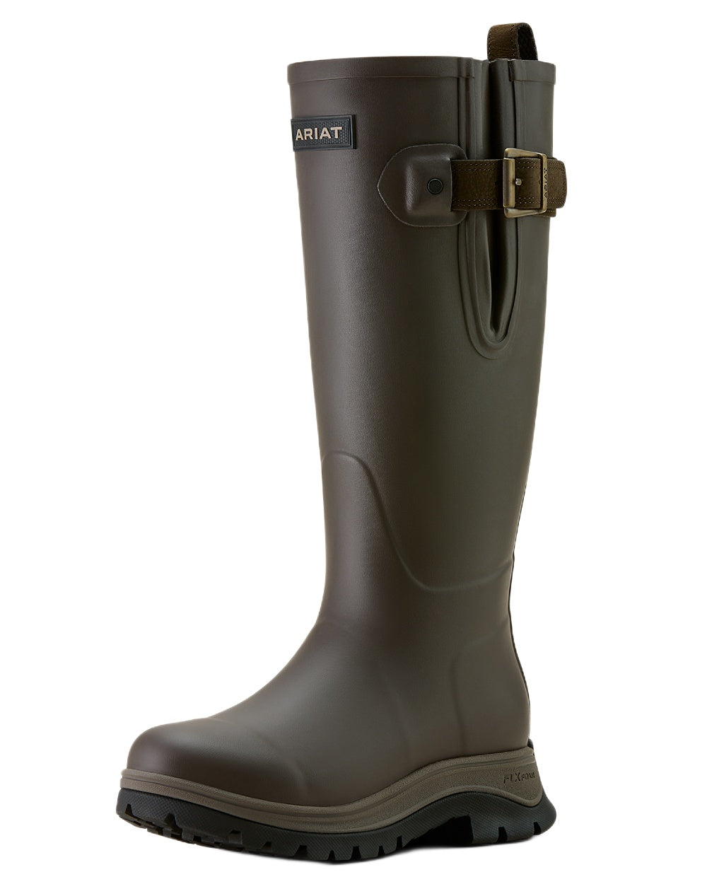 Bracken Brown coloured Ariat Womens Woodstock Rubber Boots on white background