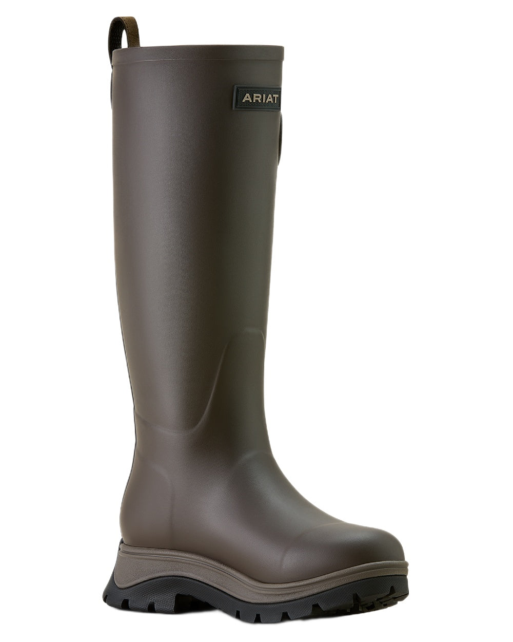 Bracken Brown coloured Ariat Womens Woodstock Rubber Boots on white background