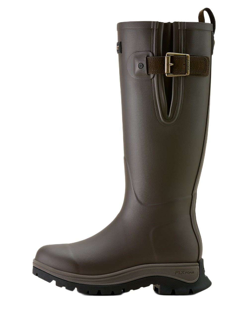 Bracken Brown coloured Ariat Womens Woodstock Rubber Boots on white background