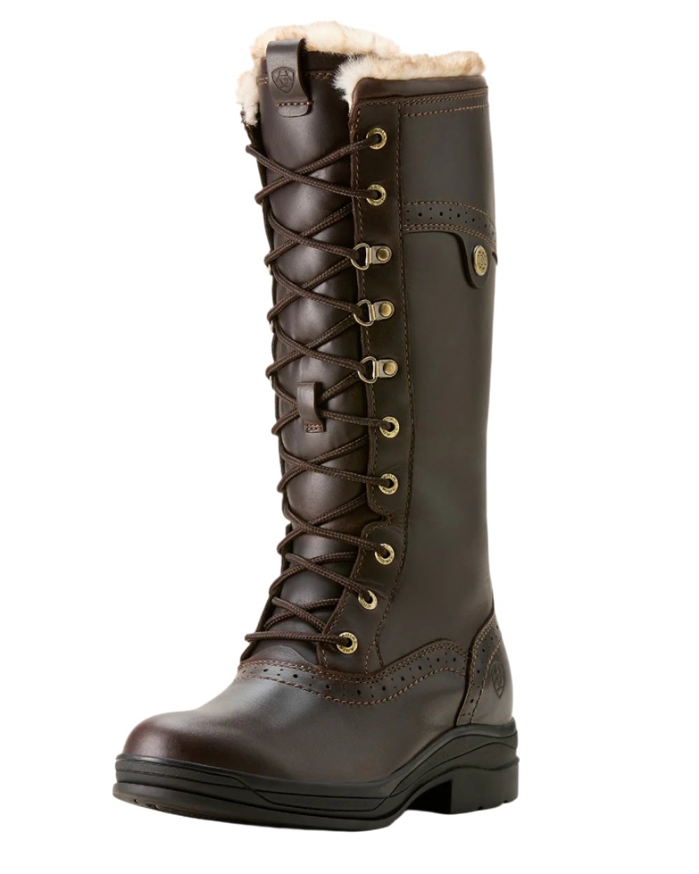 Dark Mocha Ariat Womens Wythburn II Sherpa Waterproof Boots on white background