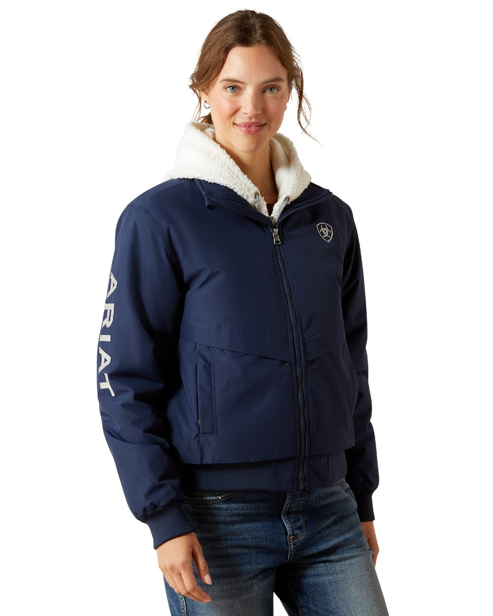 Navy Coloured Ariat Womens Stable 2.0 Insulated Jacket on white background
