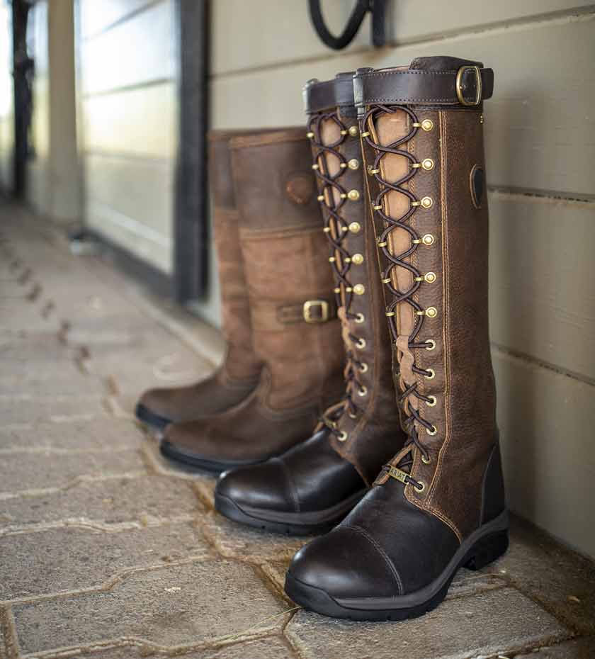 Ariat Riding Boots & Equestrian footwear - tall leather boots with laces.
