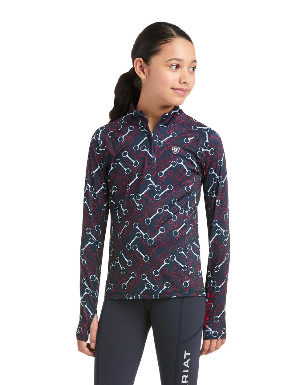 Ariat Childrens Lowell 2.0 1/4 Zip Base Layer in Team Print 