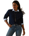 Navy Coloured Ariat Womens Peninsula Sweater On A White Background #colour_navy