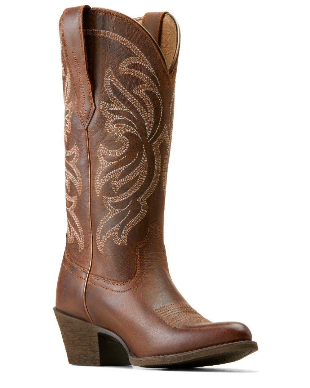 Sassy Brown Coloured Ariat Womens Heritage J Toe Stretchfit Boots On A White Background