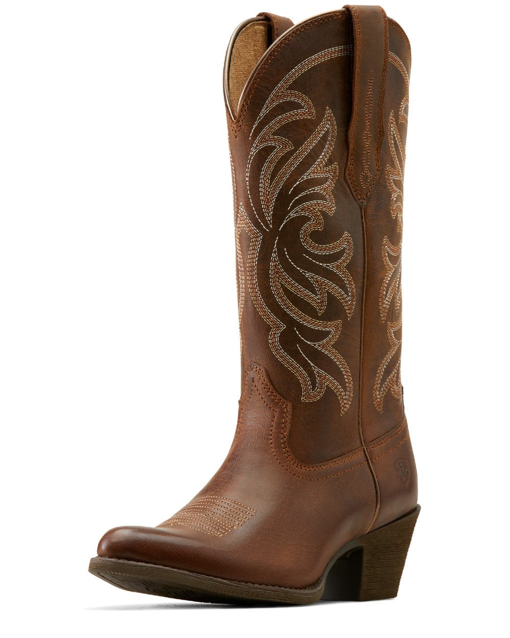 Sassy Brown Coloured Ariat Womens Heritage J Toe Stretchfit Boots On A White Background