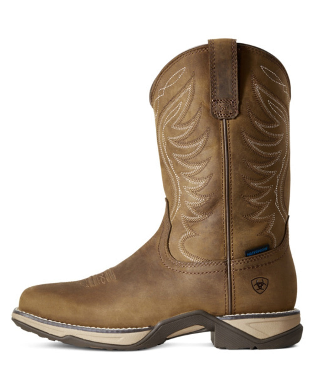 Ariat Womens Anthem Waterproof Western Boots in Distressed Brown