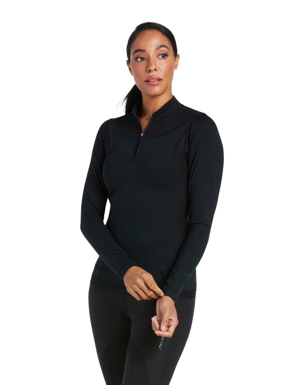 Ariat Womens Ascent 1/4 Zip Base Layer in Black 