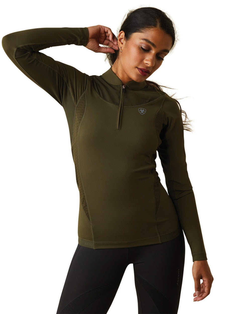 Ariat Womens Ascent 1/4 Zip Base Layer in Relic