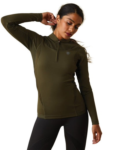 Ariat Womens Ascent 1/4 Zip Base Layer in Relic 