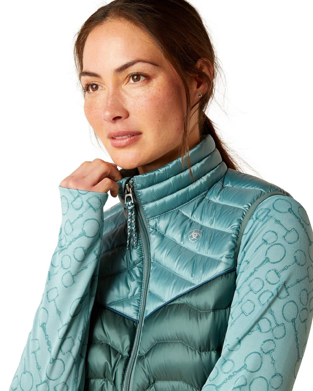 Ariat Womens Ideal Down Vest in IR Arctic/Silver Pine 