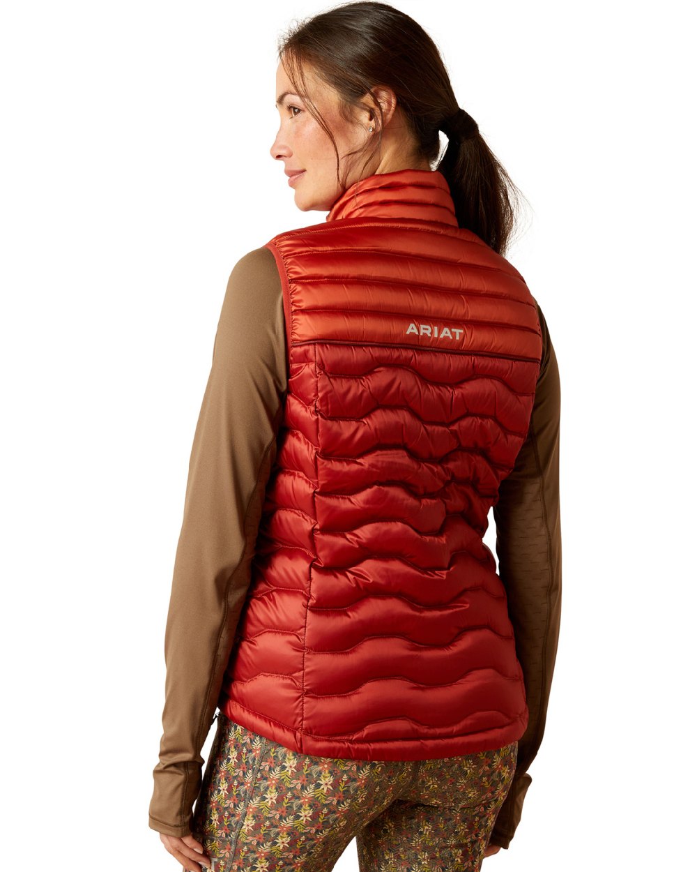 Ariat Womens Ideal Down Vest in IR Red Ochre/Burnt Brick 
