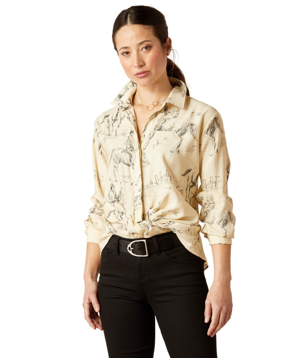 Ariat Womens Larkspur Blouse in Ivory Toile