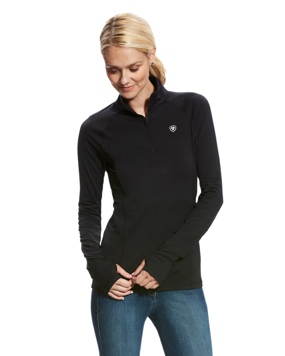 Ariat Womens Lowell 2.0 1/4 Zip Long Sleeve Base Layer in Black