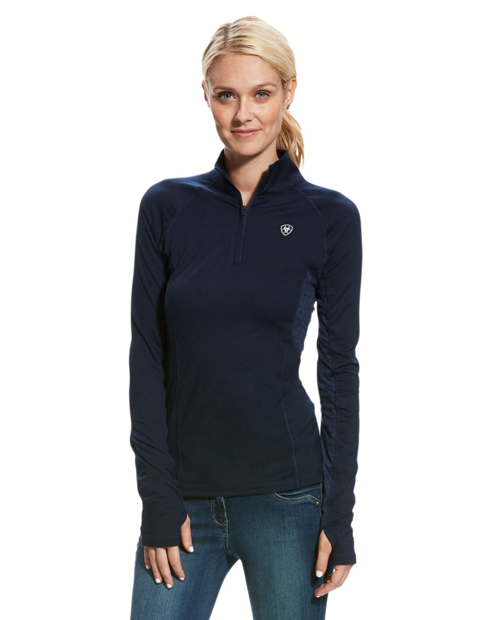 Ariat Womens Lowell 2.0 1/4 Zip Long Sleeve Base Layer in Navy
