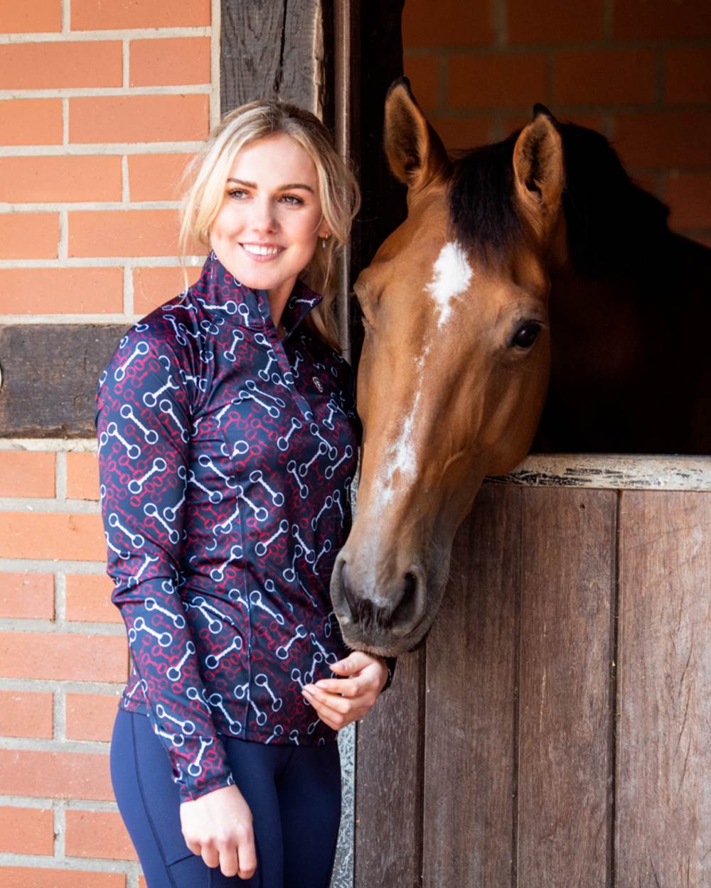 Ariat Womens Lowell 2.0 1/4 Zip Long Sleeve Base Layer in Team Print