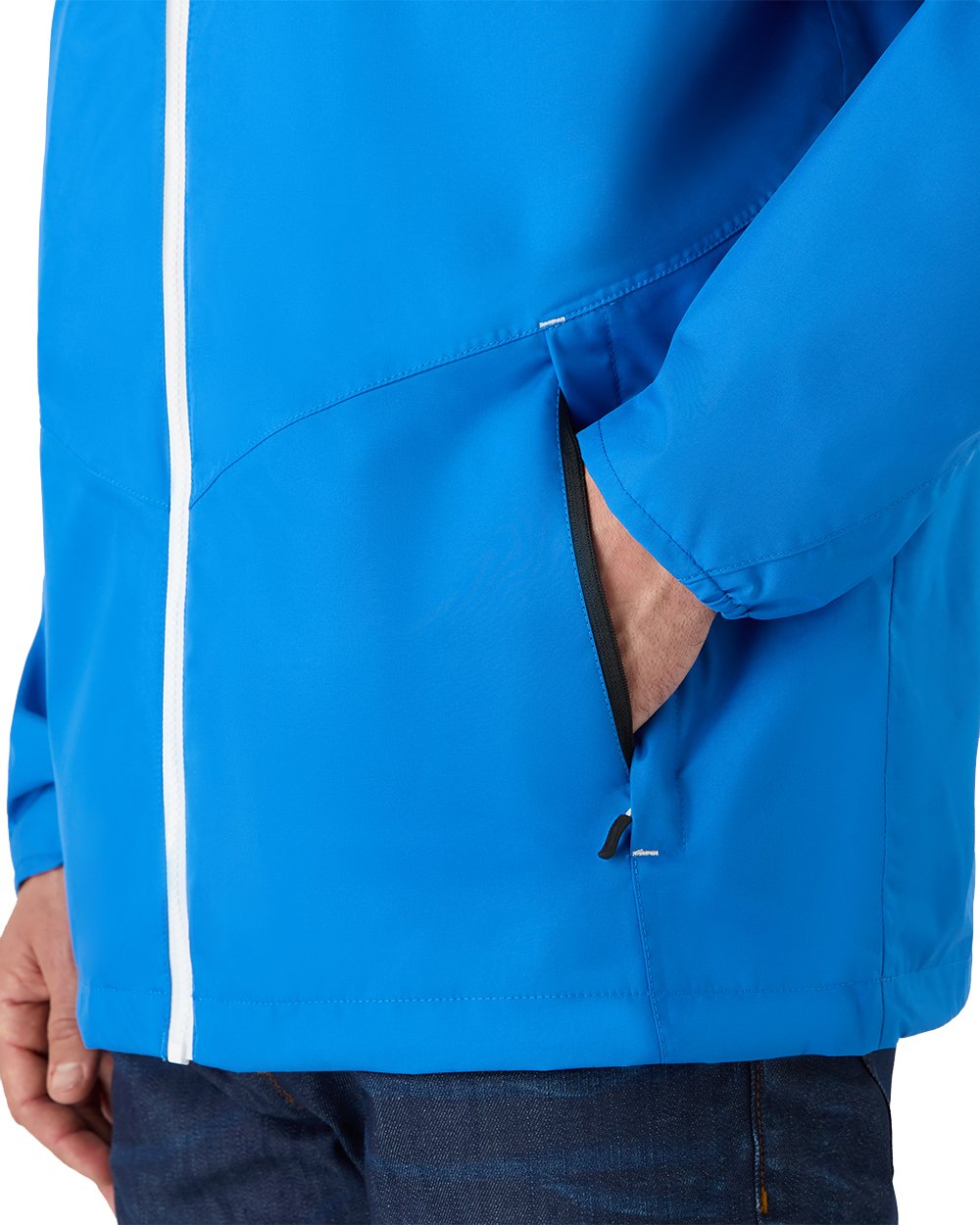 Aruba Blue Coloured Musto Mens Nautic Rain Jacket On A White Background 