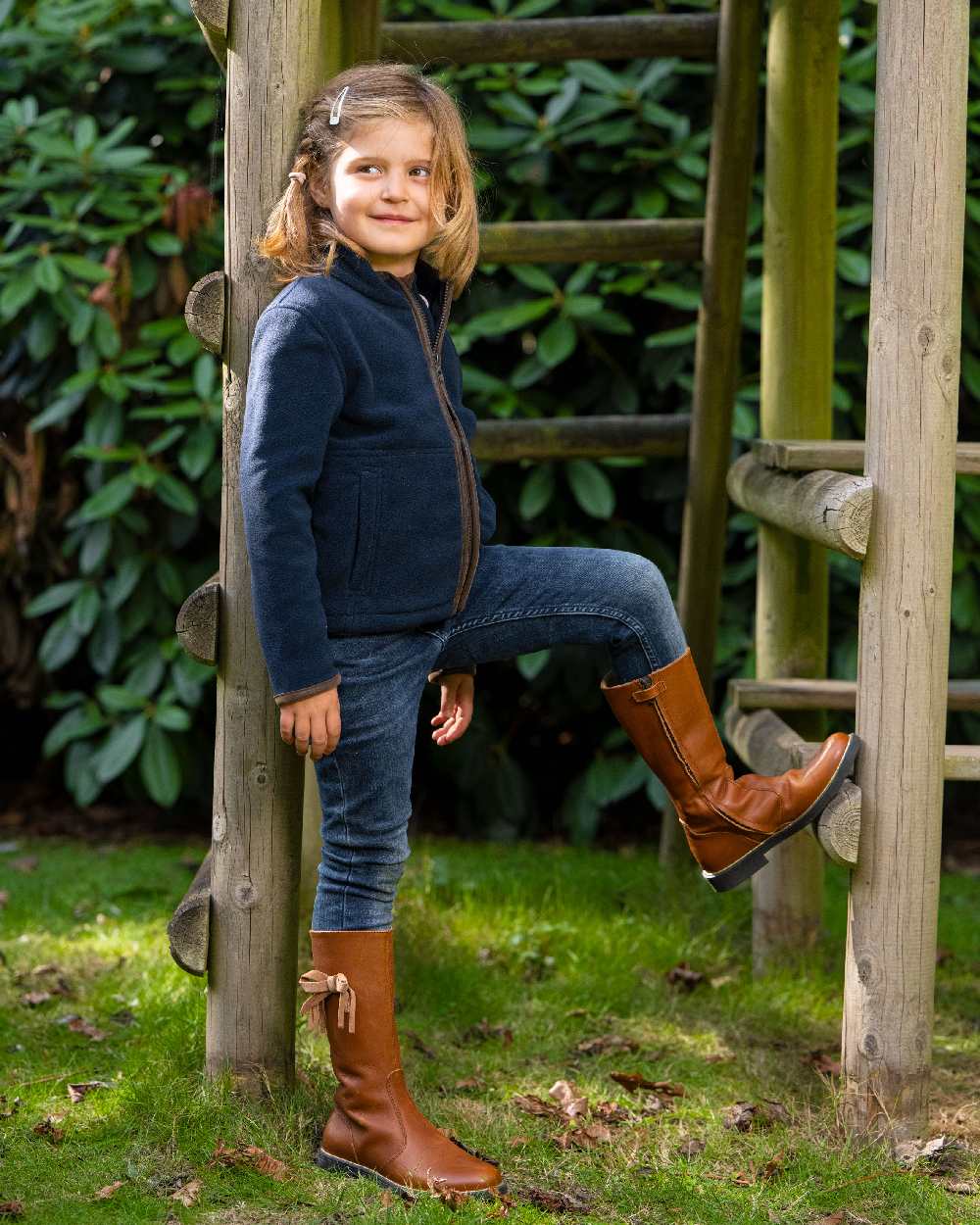Navy Blue Coloured Baleno Kids Cody Fleece on park background