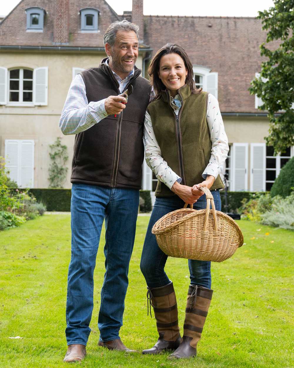 Chocolate Coloured Baleno Harvey Fleece Gilet on house background