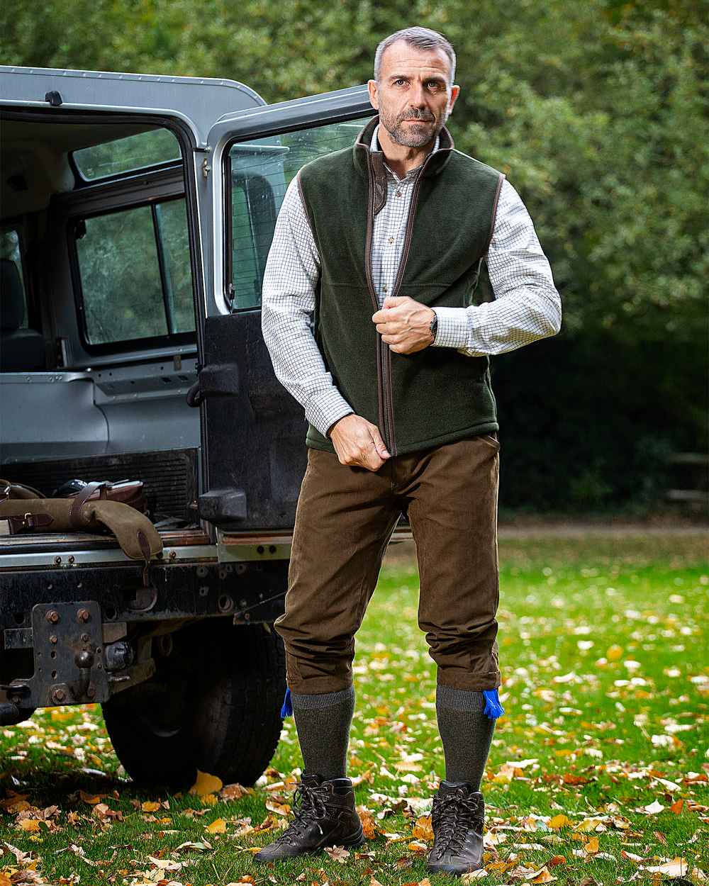 Khaki Coloured Baleno Harvey Fleece Gilet on nature background