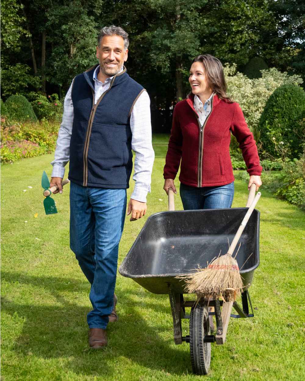 Navy Blue Coloured Baleno Harvey Fleece Gilet on garden background