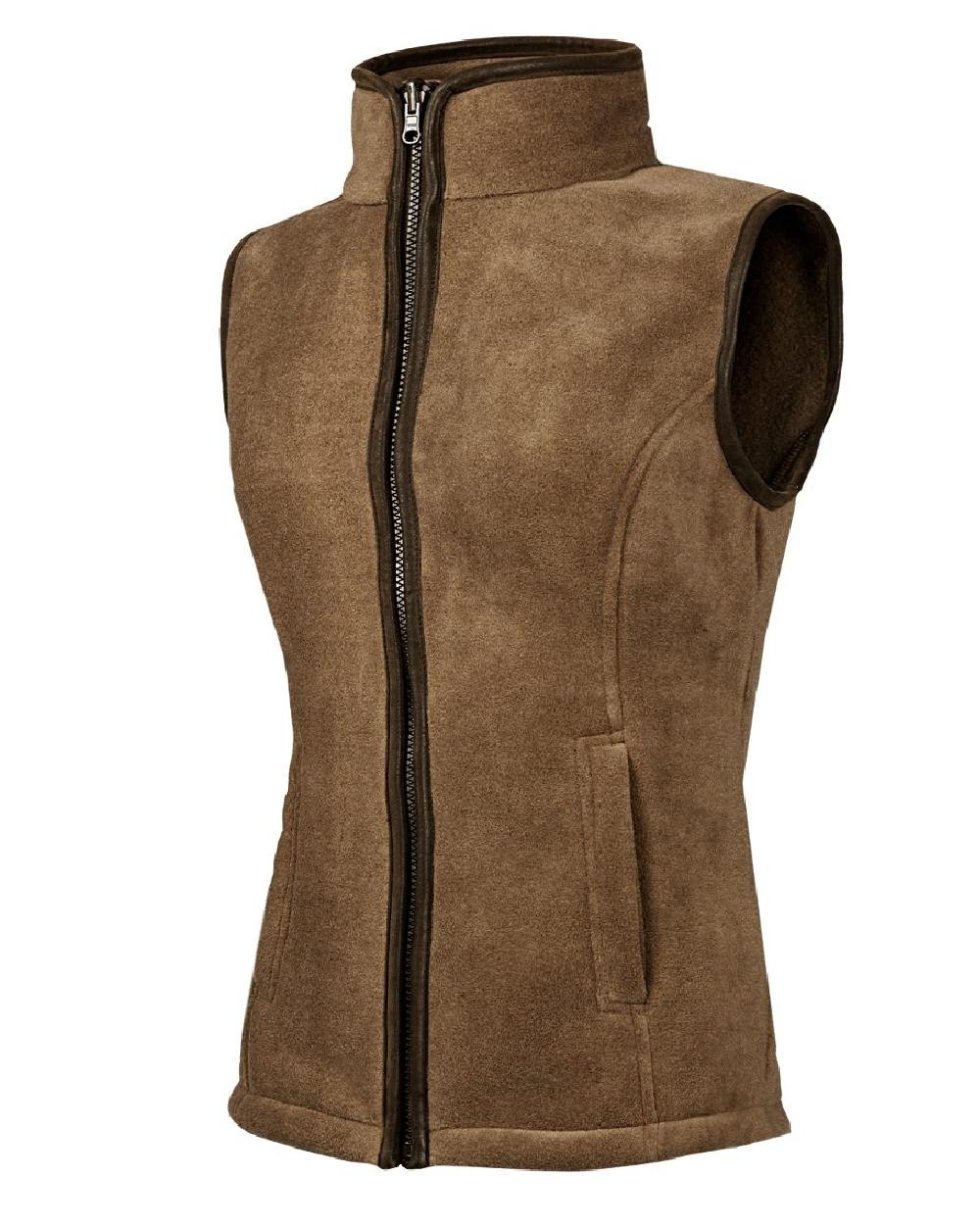 Camel coloured Baleno Sally Ladies Fleece Gilet on white background
