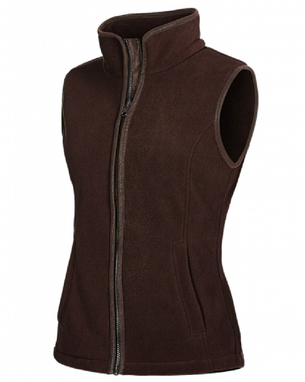 Chocolate coloured Baleno Sally Ladies Fleece Gilet on white background