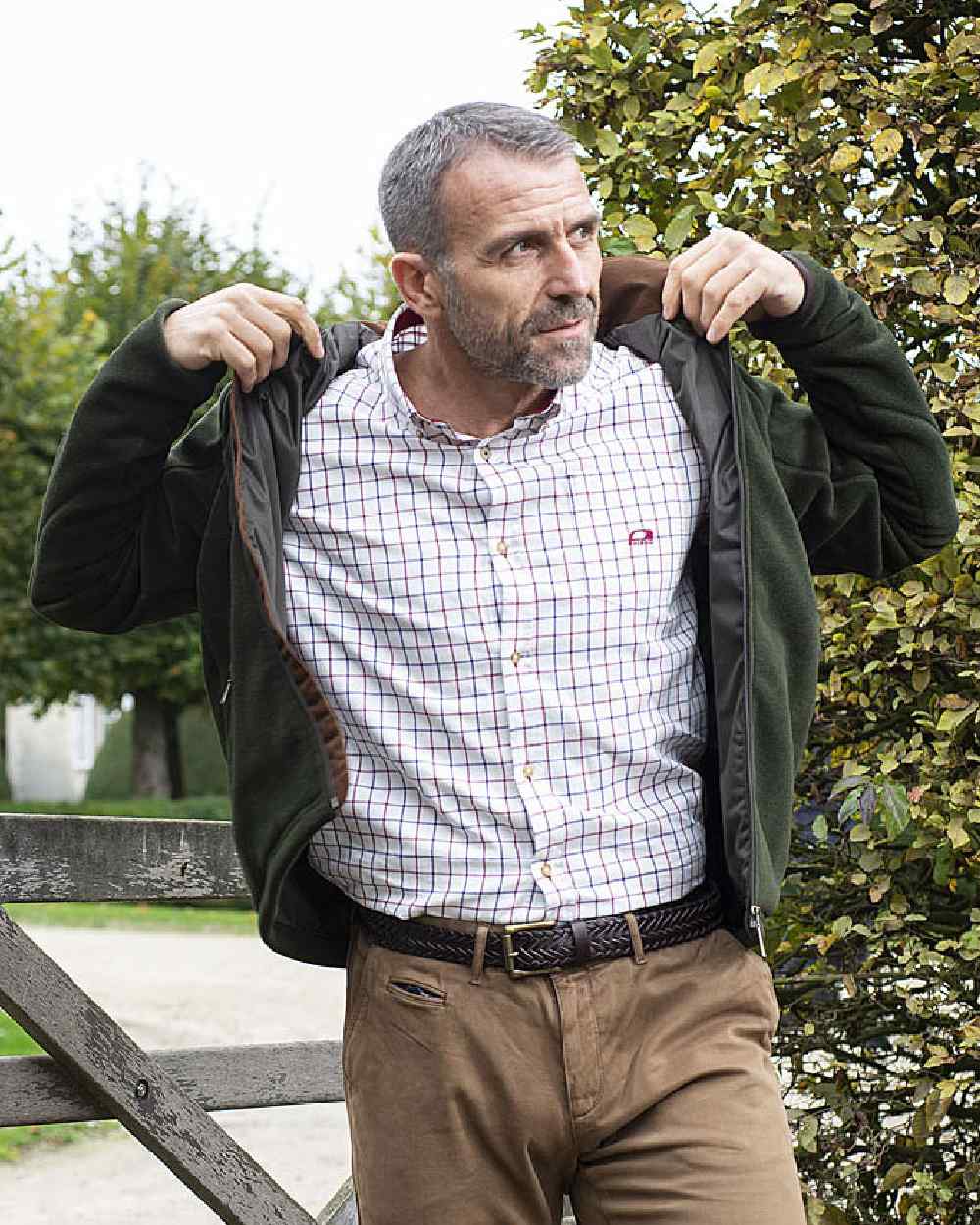 Olive Coloured Baleno Watson Waterproof Fleece Jacket on nature background