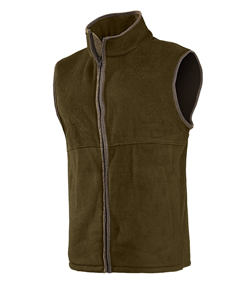 Olive Coloured Baleno Wizz Kids Fleece Gilet on white background