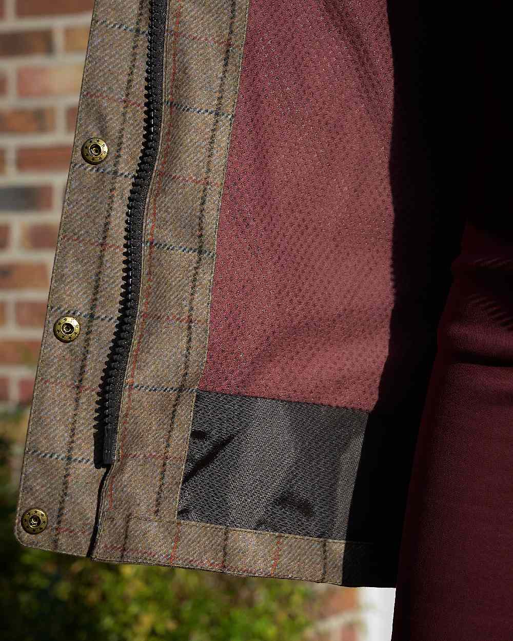 Check Khaki Coloured Baleno Womens Kenwood Shooting Vest on blurry background
