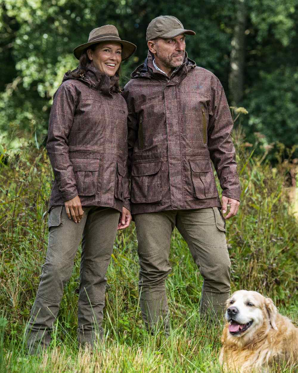 Check Brown Coloured Baleno Womens Pembroke Printed Packaway on forest background