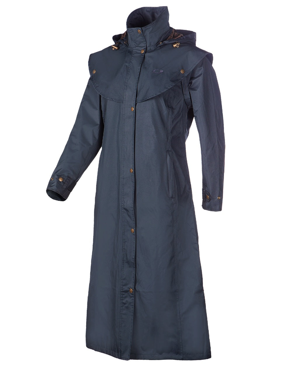 Navy coloured Baleno Oxford Long Waterproof Coat on white background
