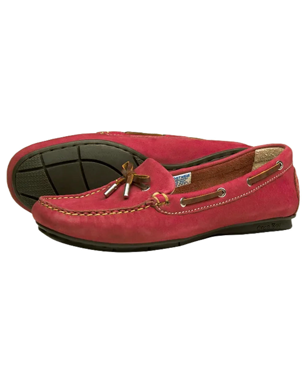 Berry Coloured Orca Bay Ballena Womens Loafers On A White Background 