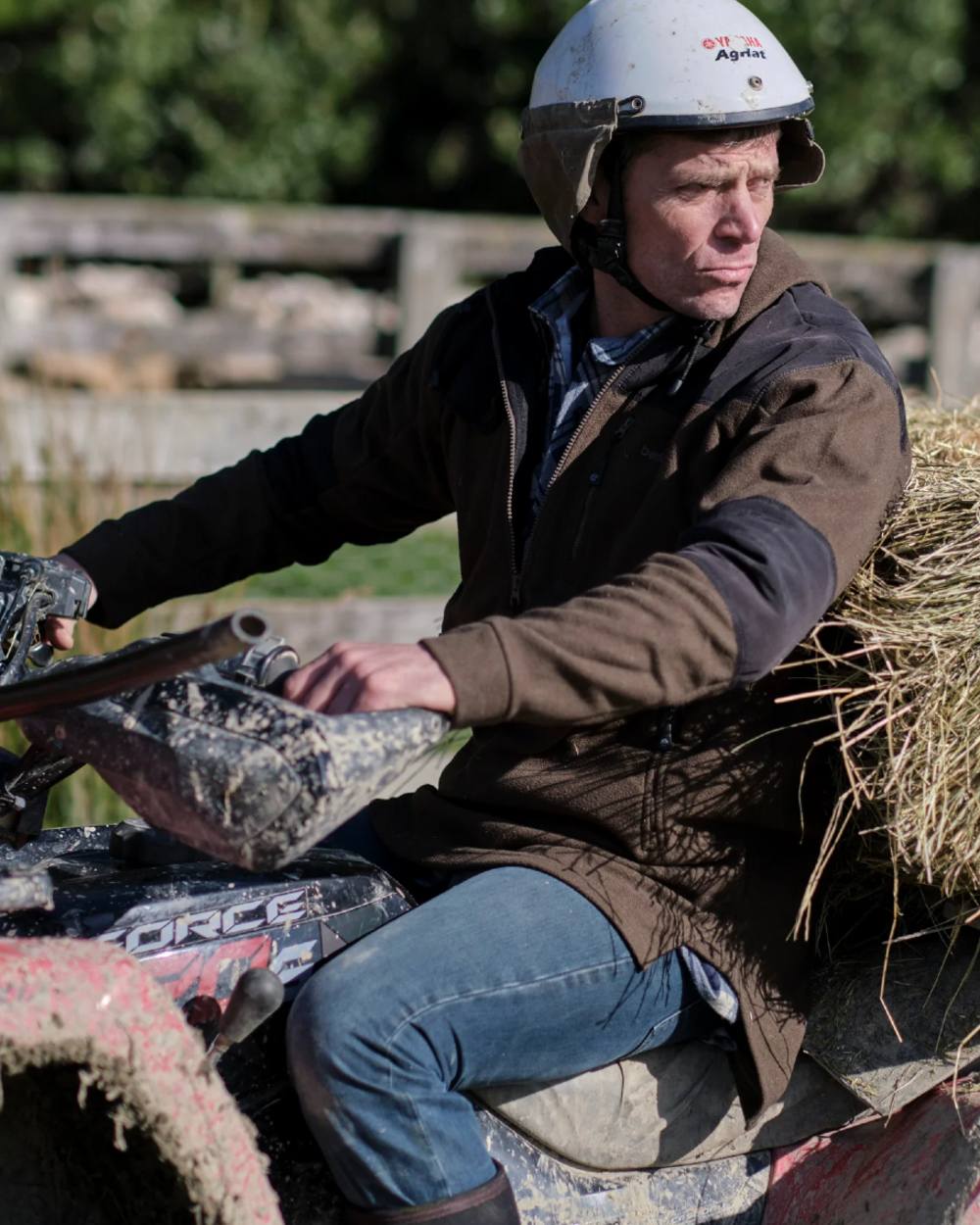 Olive coloured Betacraft Quest ECO Fleece Bush Shirt on street background