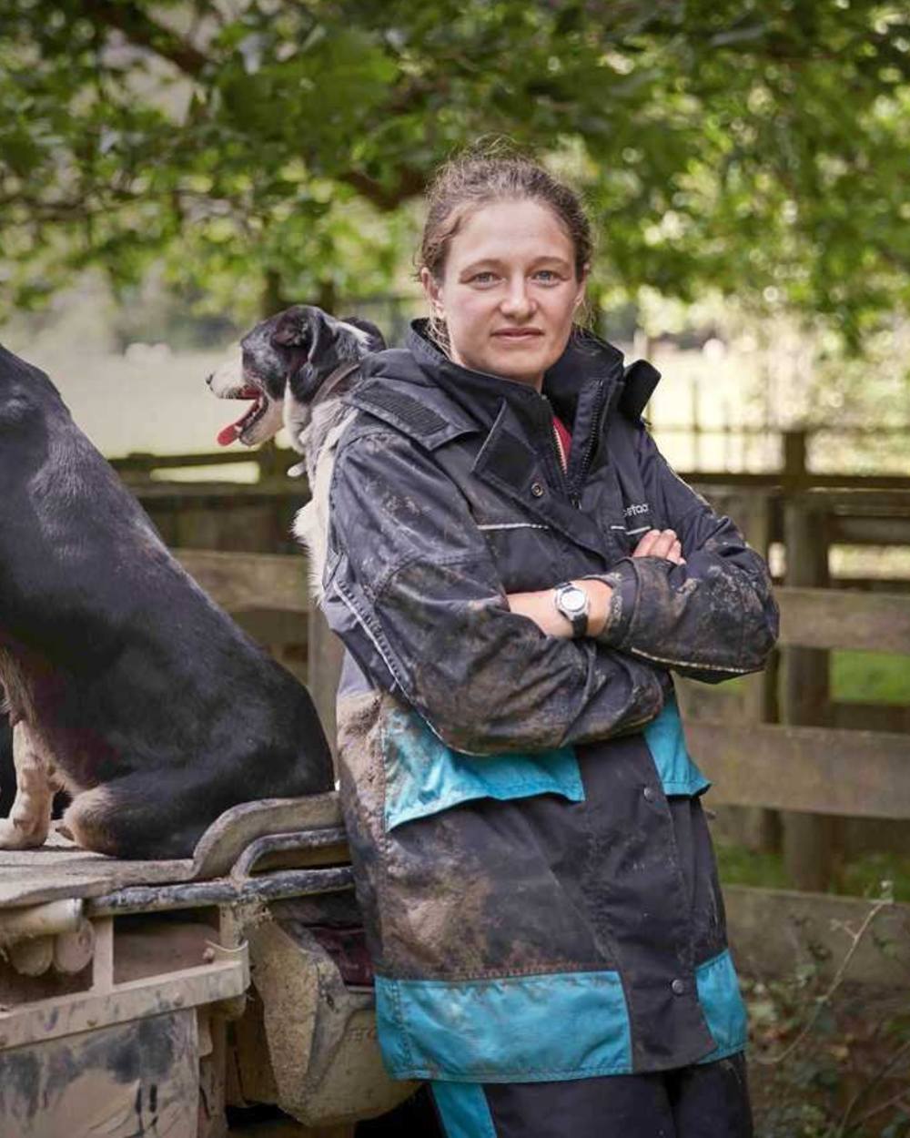 Charcoal Blue Coloured Betacraft Womens ISO940 Parka on outdoor background