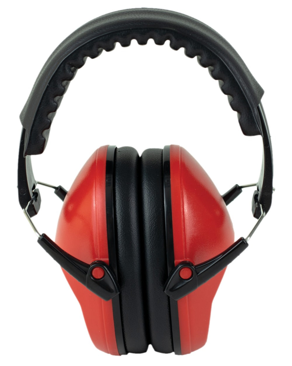 Red Coloured Bisley Compact Hearing Protection on white background