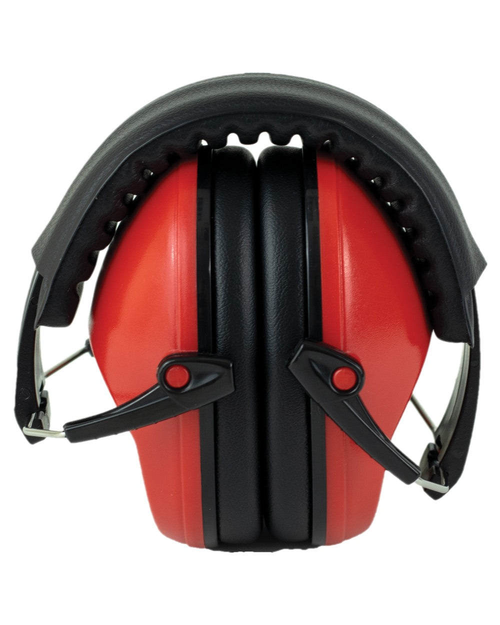 Red Coloured Bisley Compact Hearing Protection on white background