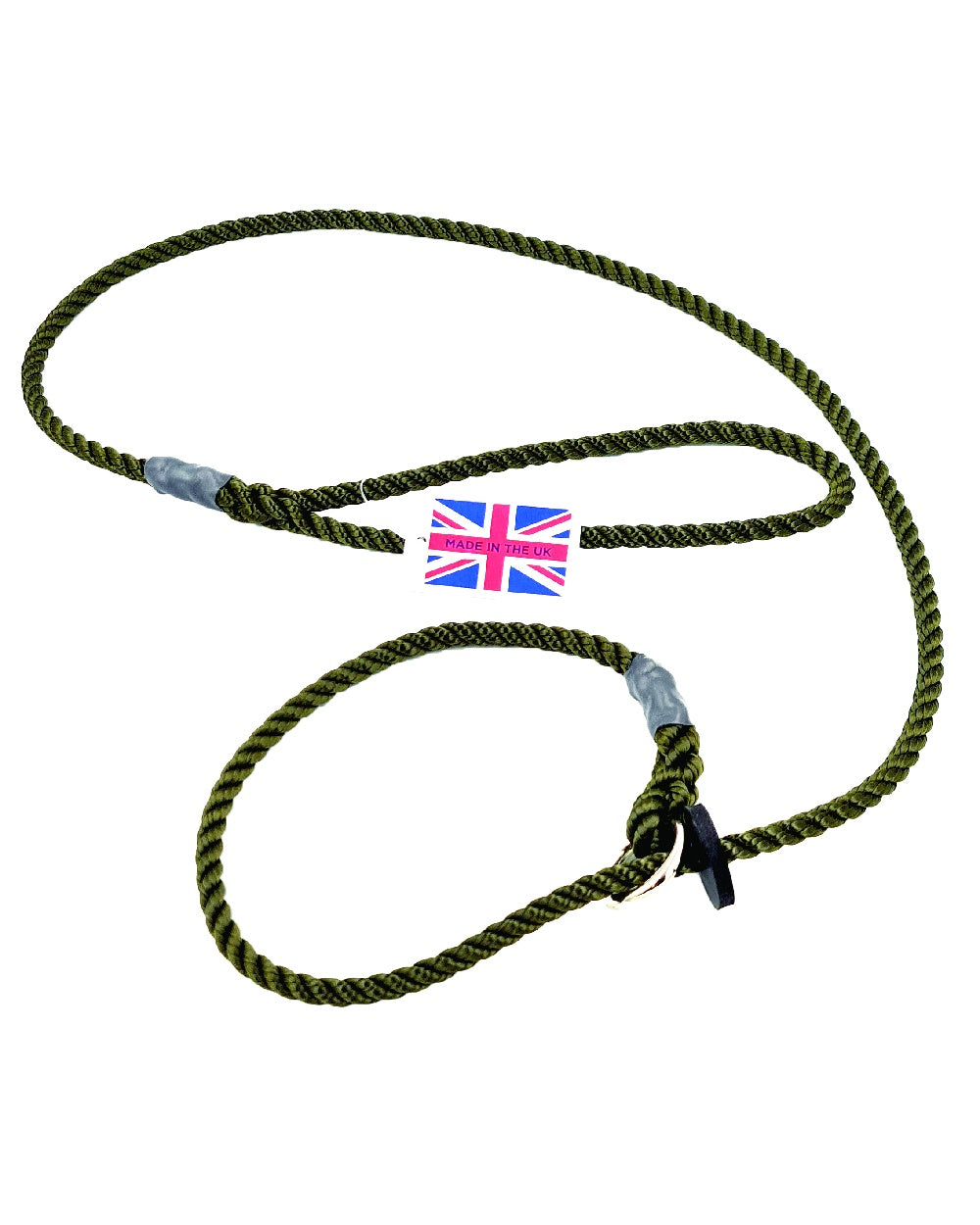 Green Coloured Bisley Deluxe Slip Lead with Rubber Stop on white background