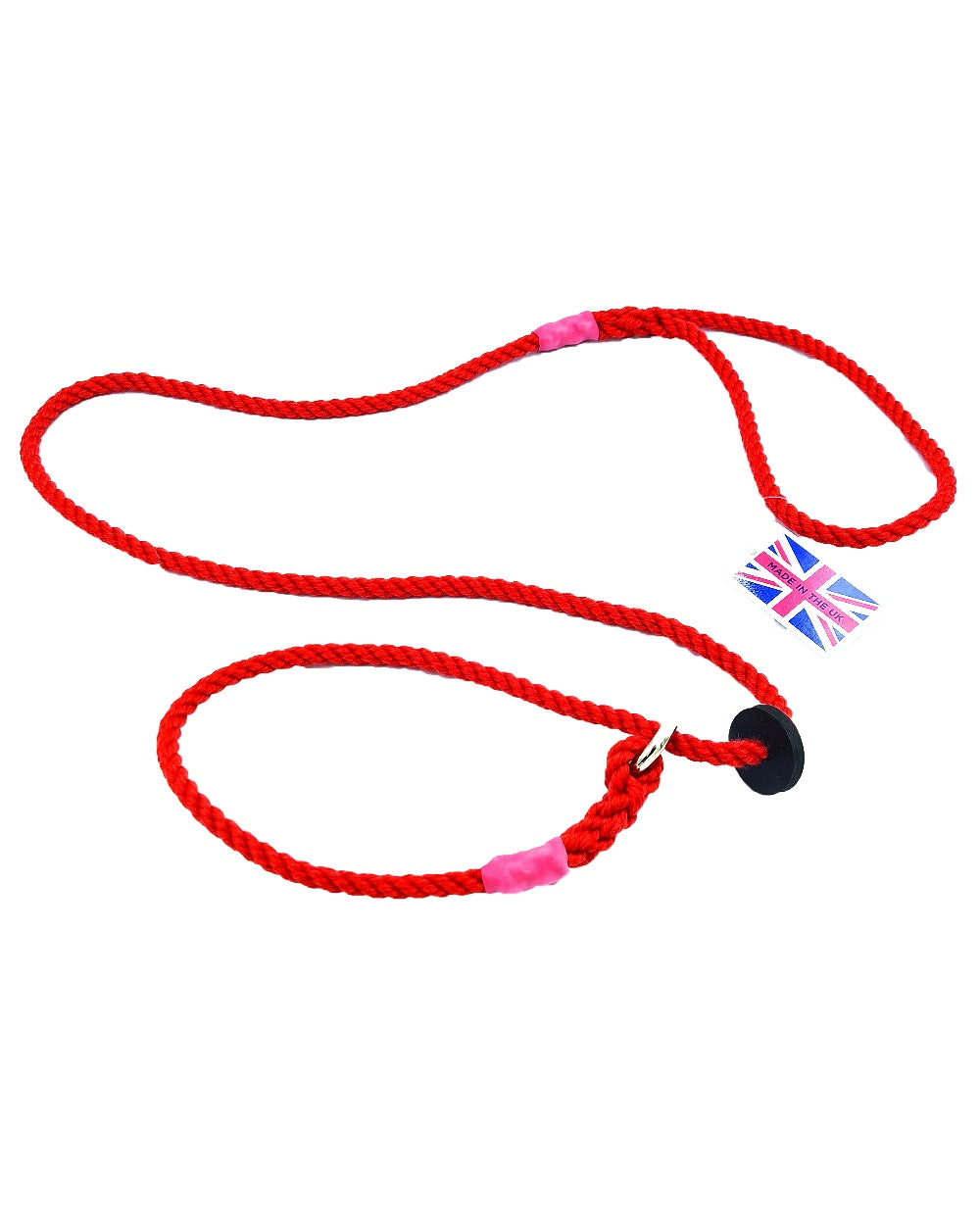 Red Coloured Bisley Deluxe Slip Lead with Rubber Stop on white background