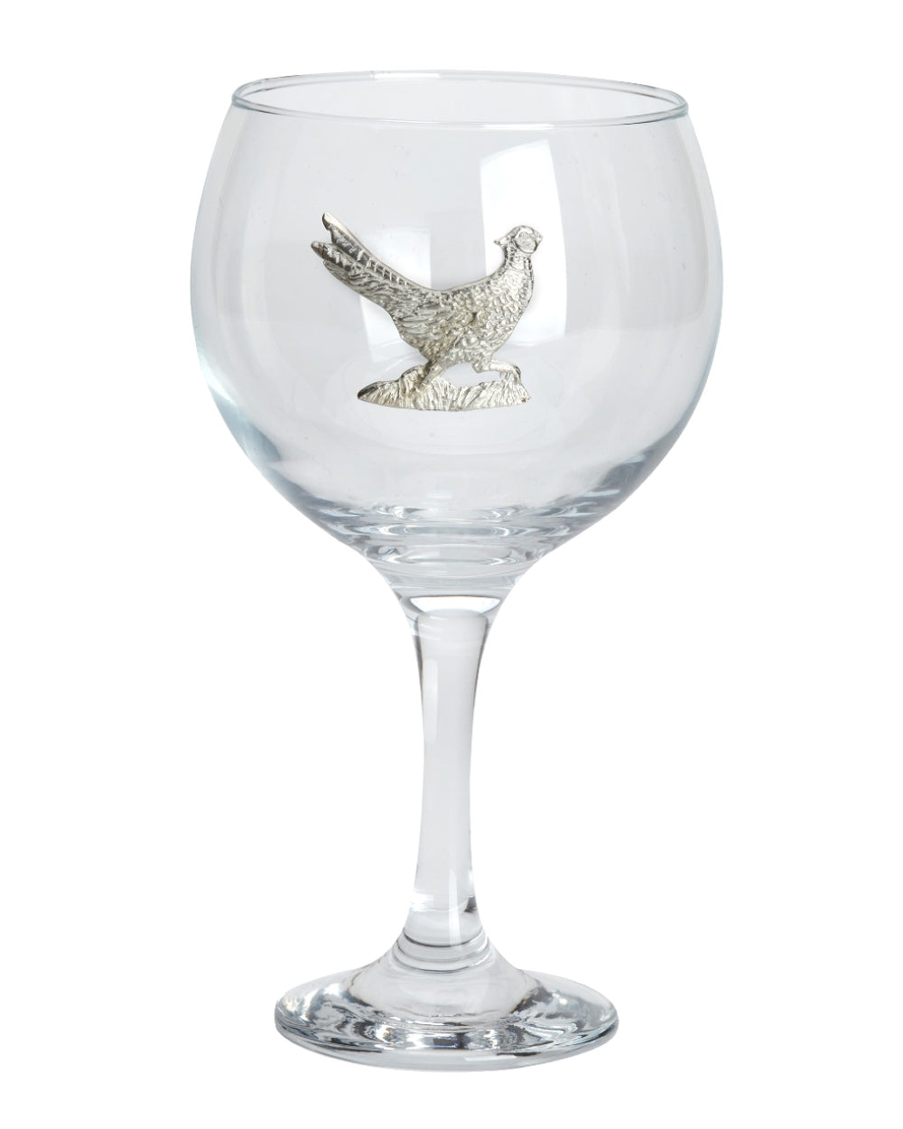Running Pheasant styled Bisley Gin Glass on white background