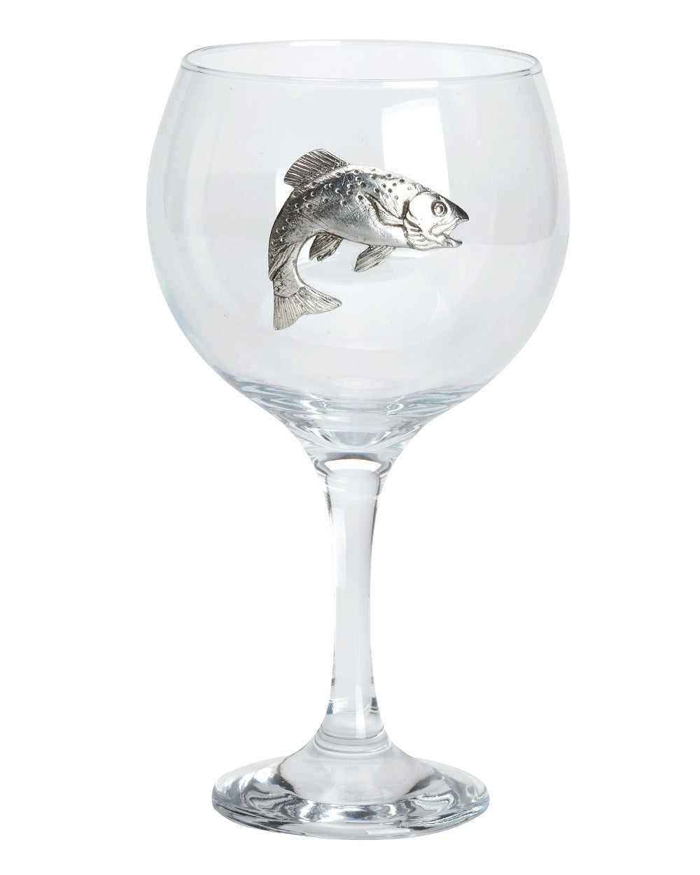 Trout styled Bisley Gin Glass on white background
