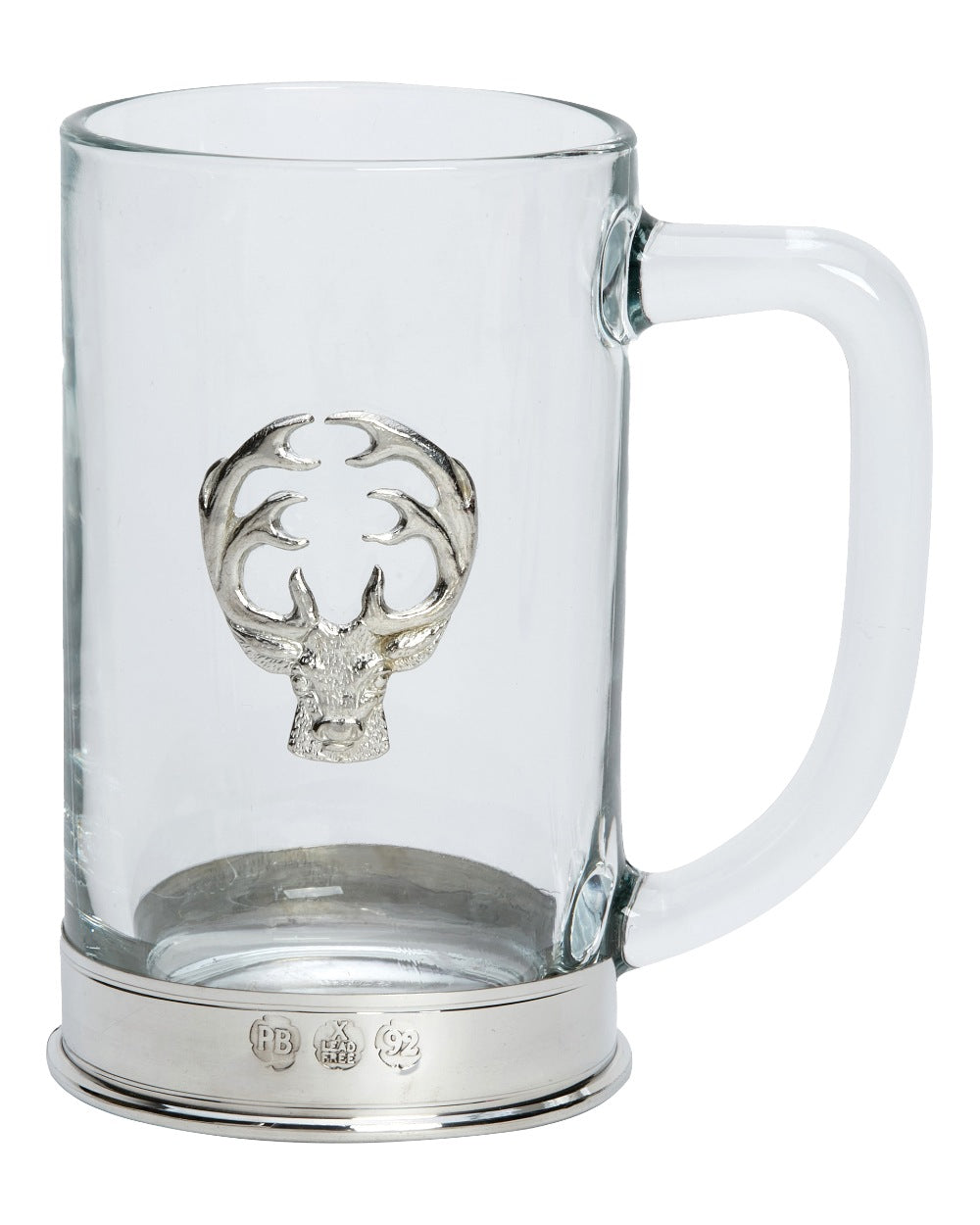 Stag styled Bisley Glass Tankard on white background