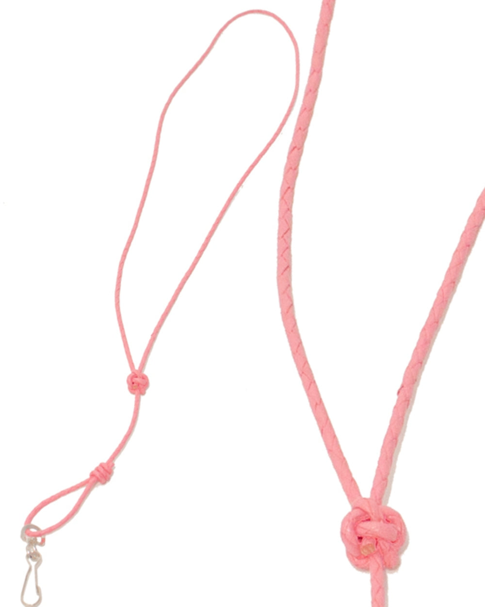 Pink Coloured Bisley Plaited Leather Lanyard on white background
