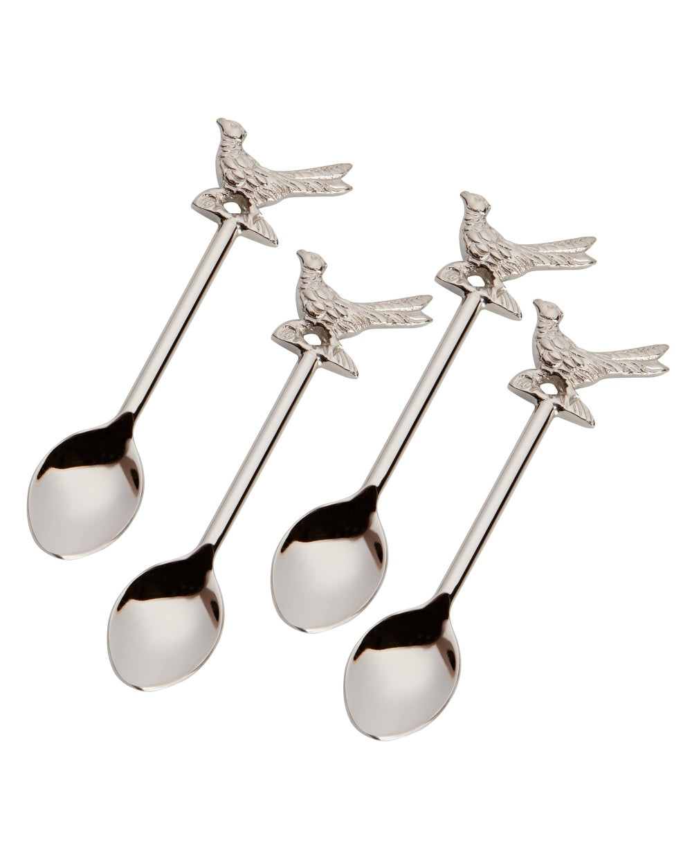 Pheasant coloured Bisley Stainless Steel 4 piece Teaspoons on white background