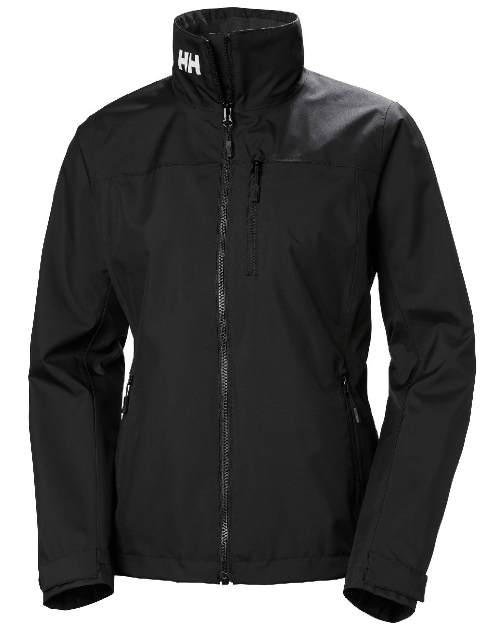 Black coloured Helly Hansen Womens Crew Sailing Jacket 2.0 on white background