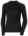 Black coloured Helly Hansen womens waterwear sailing top on a white background #colour_black